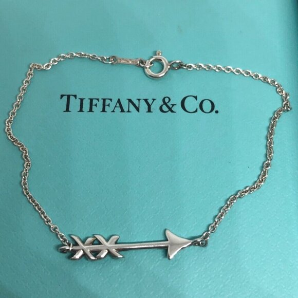 Tiffany & Co Silver Paloma Picasso Graffiti Arrow 7" Chain Bracelet in Box - Picture 1 of 6